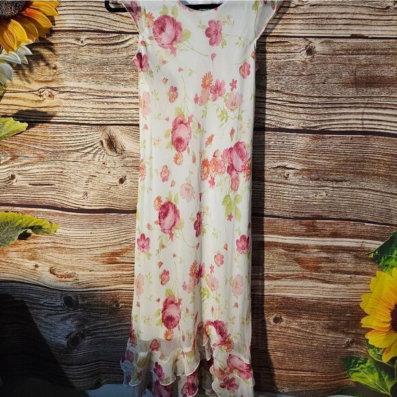 My Michelle dress women's/girls check measurements 18.5 floral print pre-owned - Picture 2 of 9